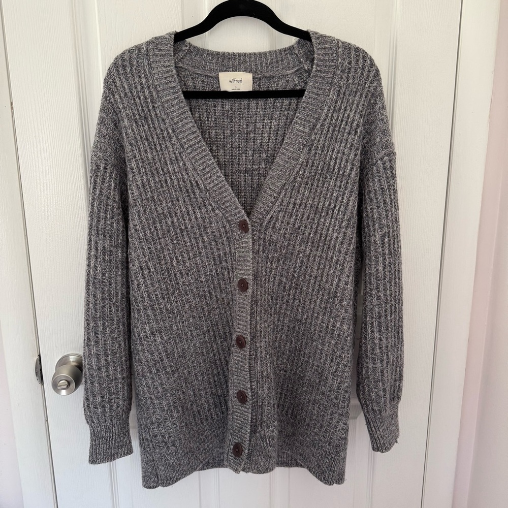 Aritzia Wilfred Marcelle Wool Gray Cardigan Size Small